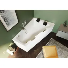 RIHO Doppio Badewanne, asymmetrisch, PlugPlay-Variante, 2-Sitzer, 180x130x62cm, 315 Liter, weiß, B03, Ausführung: Version links