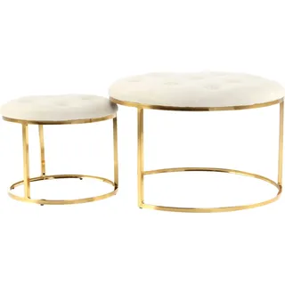 Kayoom Hocker Becky 825 2er-Set Elfenbein / Gold