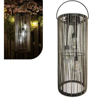 Gadgy Solarlaterne Außen Rattan – LED Solarleuchte Hängend & Tisch