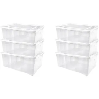 Alpfa 6er-Set Schuhboxen Kunststoffbox Klarsichtbox mit Belüftung je 33x20x11cm 5,0 Liter