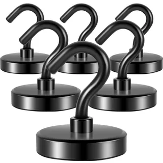 Neosmuk Schwarze Magnethaken, 50kg Hochleistungs-Erdmagnete mit Haken, extra starker Cruise-Haken zum Aufhängen(schwarz, 6er-Pack)