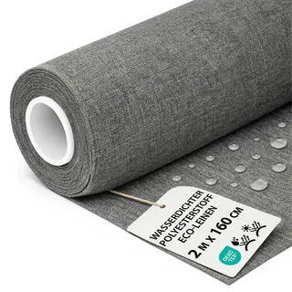 Polyesterstoff wasserdicht Stoff Meterware 2 m x 160 cm - markisenstoff markisenstoffe canvas und polsterstoff möbelstoff futterstoff segeltuch und vorhangstoff Grau Eco-leine oeko-tex