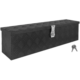 Deichselbox Schwarz Werkzeugkasten Truckbox Alu Box Anhänger Kiste mit Deckel Abschließbar Alubox Transportbox Werkzeugbox Aluminium Aufbewahrungsbox D035 trucky
