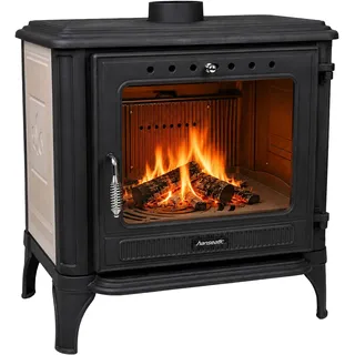 Hanseatic Castor XXL Gussofen Stahl Schwarz/Abdeckplatte Beige