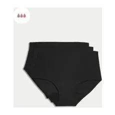 Womens M&S Collection 3er-Pack Taillenslips ohne sichtbare Abdrücke mit hoher Saugkraft für die Tage - Black, Black, UK 8 (EU 36)