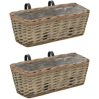 Refined 2X Blumenkasten Rattan Weide Balkonkasten Blumentopf Balkon Garten (40 x 16 x 13 cm)
