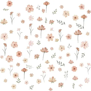 9 Blatt Boho Wandtattoo Blumen, Kleine Blumenmotive Wandsticker, Gemütliche Wandaufkleber, Pflanzen Wandtattoos, Wall Stickers für Mädchenzimmer Schlafzimmer Wohnzimmer Flur Bad Küche