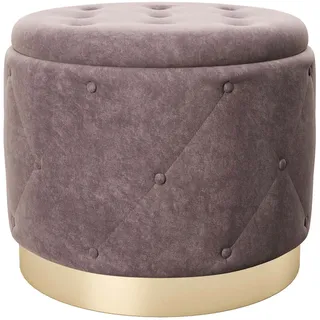 Pouf PLAYBOY "LIZ", altrosa samt, B:50cm H:40cm T:50cm, Holzwerkstoff, Metall, Polyester, Poufs, Pouf, Abnehmbarer Deckel, innen Stauraum für Decken, Kissen und Sonstiges