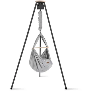 Schmusewolke Federwiege , Anthrazit, Grau , Metall, Kunststoff, Textil , Höhe ca. 4 cm , 135x194x135 cm , Feder mit Sicherheitsseil , Babymöbel & Kindermöbel, Babyzimmer, Babybetten, Stubenwagen & Babywiegen