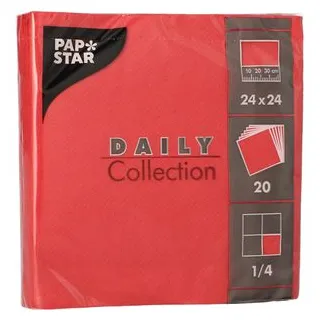 Papstar Servietten Daily Collection rot 2-lagig 24,0 x 24,0 cm, 20 St.