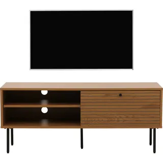 TV-Rack HWC-N78, Lowboard TV-Schrank, skandinavischer Stil Metall Holz Melamin MVG 50x120x40cm natur - Braun