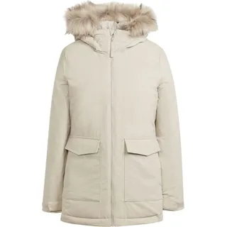 Adidas Damen lange Winterjacke mit Kapuze aus Synthetik in Beige HZ5734 - Beige