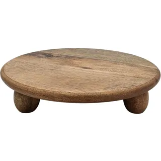 Meinposten Dekoteller aus Mangoholz, 29 cm Durchmesser, 6 cm Höhe, Rund mit 3 Füßen, Kerzentablett