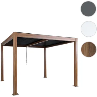 Pergola HWC-L46, Gartenpavillon Lamellen-Pavillon, 10cm-Aluminium-Gestell, Regenrinne sturmfest, 3x3