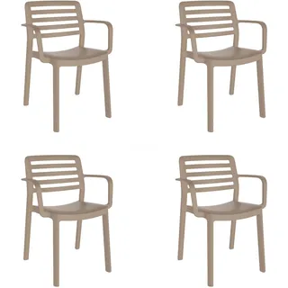 resol grupo GARBAR Wind Set mit 4 Armlehnen für den Innen- und Außenbereich, Garten, Terrasse, Balkon, Wohnzimmer, Küche, Esszimmer | Design, leicht, stapelbar, Sand