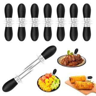 16 Stück Maiskolben Spieße Edelstahl Maiskolben Halter Food Spieße Maiskolbenhalter Metall Mais Piekser Mais Picks Maishalter Bbq Bq Mais Halter Edelstahl Maispieker Maiskolben Piekser (Schwarz)