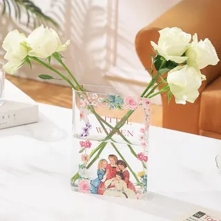 KRYSTHIA Buchvase für Blumen, Acryl Buchvase, transparente Buchvasen für Tulpen, einzigartige Vasen für Wohndekor, modernes Buchliebhaber-Geschenk für Büro, Wohnzimmer, Schlafzimmer, Bücherregal