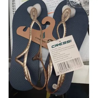 Cressi Damen Lady Flip Flop Marbella with Strap Premium Strandschuhe, Blau/Silber, 39/40