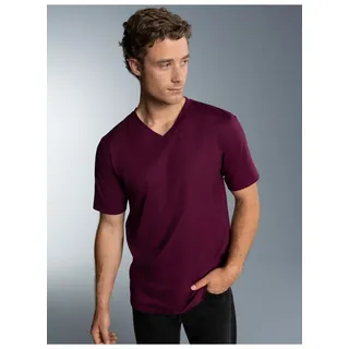T-Shirt TRIGEMA "TRIGEMA V-Shirt DELUXE Baumwolle", Herren, Gr. XL, rot (sangria), Single Jersey, 100% Baumwolle, Basic, lang, V-Ausschnitt, Shirts T-Shirt