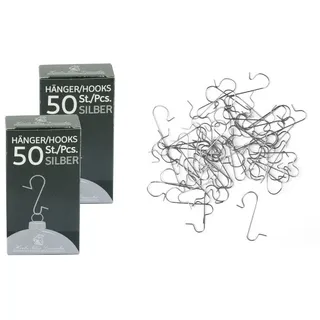 Krebs Glas Lauscha - 2 Boxen Kugelanhänger/Schnellaufhänger - für EIN einfaches und schnelles aufhängen Ihrer wundervollen Kugeln - Farbe: Silber - Menge: 2x50 Stück