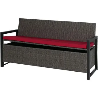 Mendler Poly-Rattan 3er Sitzbank 164 x 87 x 0 cm Grau/Rot