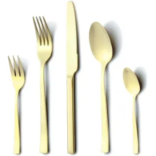 Unyqoos® Besteckset 30‐teilig Champagnergold matt aus Edelstahl für 6 Personen – Messer, Gabeln & Löffel, spülmaschinenfest - Gold