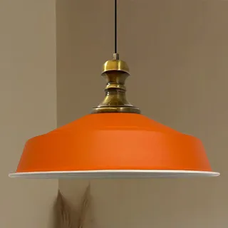 Asletl-Knob Hängelampe Industrie Pendelleuchte, 41 cm Lampenschirme, Moderne Metall Kücheninsel Leuchten, E27 Pendelleuchte für Wohnzimmer Esszimmer - Orange