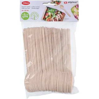 Alpina - Einweg-Holzlöffel 16 cm 50 Stück - Beige