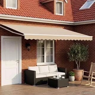 vidaXL Elektrische ausziehbare Markise Beige und Weiß 5 x 3 m - Beige