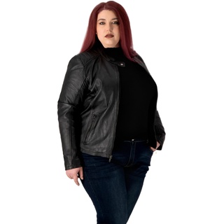 URBAN 5884 Damen Lederjacke RILEY, Echtes Lammfell Jacke für Plus Size Langlebig und weich im Griff, Schwarz, 58