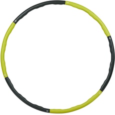 Relaxdays Hula Hoop Reifen, 98cm Ø, Fitnessreifen für Erwachsene, 1,2kg, zum Abnehmen, Bauchtraining, Massage, gelb/grau