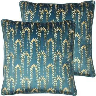 furn. Wisteria Polyester Filled Cushions (Twin Pack), Polyester, Petrol