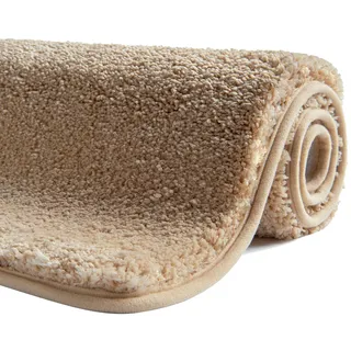 SFLXO Badematte 100cm x 60cm rutschfest-Badvorleger Maschinenwaschbar Anti-Rutsch Badteppich Weich Wasserabsorbierende-Badematten Flauschige Mikrofaser Badezimmerteppich Creme Beige Mehrweg