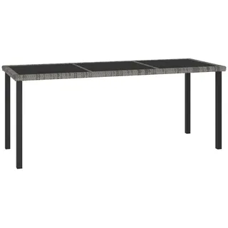 vidaXL Garten-Esstisch Grau 180/70/73 Cm Poly Rattan , Kunststoff , Rechteckig,rechteckig , Säule , 70x73x180 cm , Gartenmöbel, Gartentische