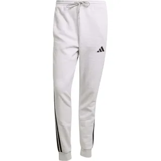 Adidas Essentials JD1858 Herren Hose mit konischen Beinen, 3-Streifen und Rippbündchen, Hellgrau meliert/Schwarz - Weiß, Schwarz