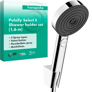 Hansgrohe Pulsify Select S, Brausehalterset 105, 3-jet Relaxation, inklusive Handbrause, Brauseschlauch 1600mm, 24303000
