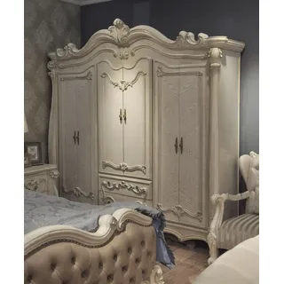 Klassischer Antik Stil Kleiderschrank Schrank Holz Garderobe Schränke Barock Neu - Weiß
