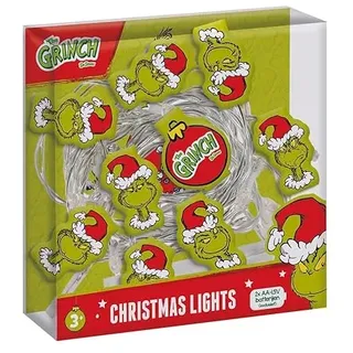 Grinch Lichterkette | LED Weihnachtsdeko mit Grinch-Motiven | Stimmungslicht für Kinderzimmer, Fenster & DIY-Projekte