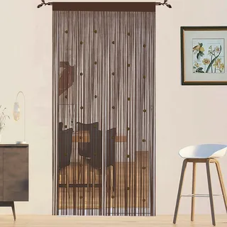 Fadenvorhang Insektenschutz Türvorhänge Fliegengitter Fliegenschutz Balkontür Fliegenvorhang Insektenschutz Türvorhang Insektenvorhang Terrassentür Perlenvorhang Für Türen (Kaffeebraun 90x245cm)