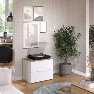 Vicco Kommode Wido, 60 x 50 cm mit Tür Weiß/Sonoma/Sonoma - Weiß Eiche