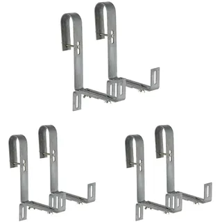 Dehner Blumenkastenhalter für Rohrgeländer, 2 Stück, Silbergrau (Packung mit 3)