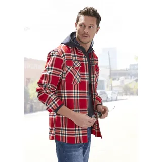 H.I.S Karohemd »Flanellhemd, «, Overshirt mit aufgesetzten Taschen, angenehme weiche Flanellqualität H.I.S rot-kariert S (44/46)