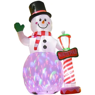 Homcom Aufblasbar Weihnachtsdeko 2,4 m Schneemann mit LED-Beleuchtung Gartendeko , Weiß , Kunststoff , 103x240x164 cm , Dekoration, Weihnachtsdekoration