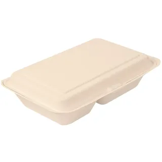 50 Stück Muscheln 2 Compart. 'Bionic' 940 ml 25,5 x 16,5 x 7 cm Natural Bagazo