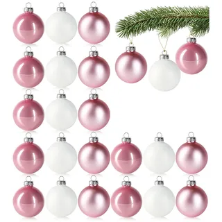 com-four® 24x Christbaumkugeln - schöne Weihnachtskugeln aus echtem Glas für Weihnachten - Baumschmuck für die Weihnachtstanne - Ø 6 cm