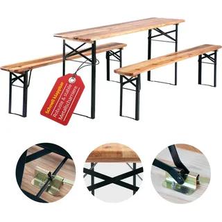 Stagecaptain Hirschgarten Bierzeltgarnitur 2 x Bank und Tisch, Länge 177 cm