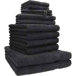 Betz Premium Handtuch-Set 12-teilig – 100% Baumwolle – Oeko-TEX® Zertifiziert – extra saugfähig & weich – hohe Grammatur – Duschtücher, Handtücher, Gästetücher & Waschhandschuhe - Farbe Graphit