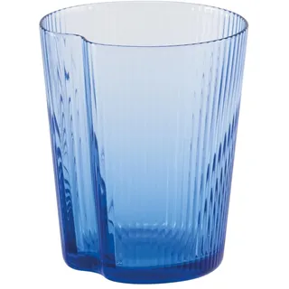 Zafferano Handy Becher Geriffelte Bunte Trinkgläser 6er Set, Bunte Wassergläser 335 ml, Hellblau, Stapelbar, Spülmaschinenfest