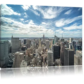Pixxprint New York Skyline, Größe: 100x70cm, Leinwandbild, fertig gespannt, Wandbild, Dekoration, Kunstdruck, kein Poster
