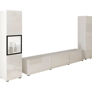 Home Affaire INOSIGN Wohnwand »BERLIN III, Vitrine Türschlag links/rechts wechselbar« Komplett-Set, 3 Stk. tlg., weiß